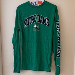 Champion Notre Dame Green Long Sleeve Tee Women S